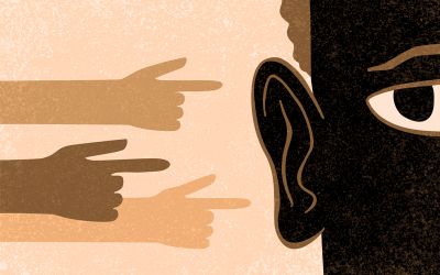 Illustration of hands pointing at a face, to illustrate the article What Does the Bible Say About Persecution?